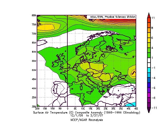 Surface Temperature on Europe