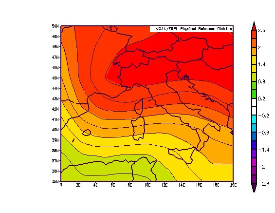 850 hPa Temperature on Italy