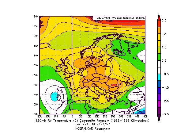850 hPa Temperature on Europe