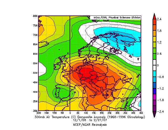 500 hPa Temperature on Europe