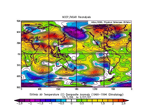 500 hPa Temperature on the World