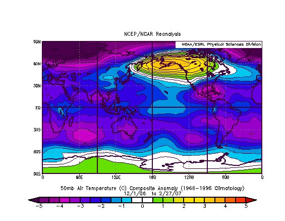 50 hPa Temperature on the World