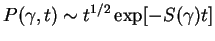 $P(\gamma,t) \sim
t^{1/2} \exp[-S(\gamma) t]$