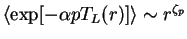 $\langle \exp[-\alpha p T_L(r)] \rangle \sim r^{\zeta_p}$