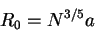 \begin{displaymath}
R_0 = N^{3/5} a
\end{displaymath}