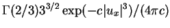 $\Gamma(2/3) 3^{3/2} \exp(-c\vert u_x\vert^3)/(4\pi c)$